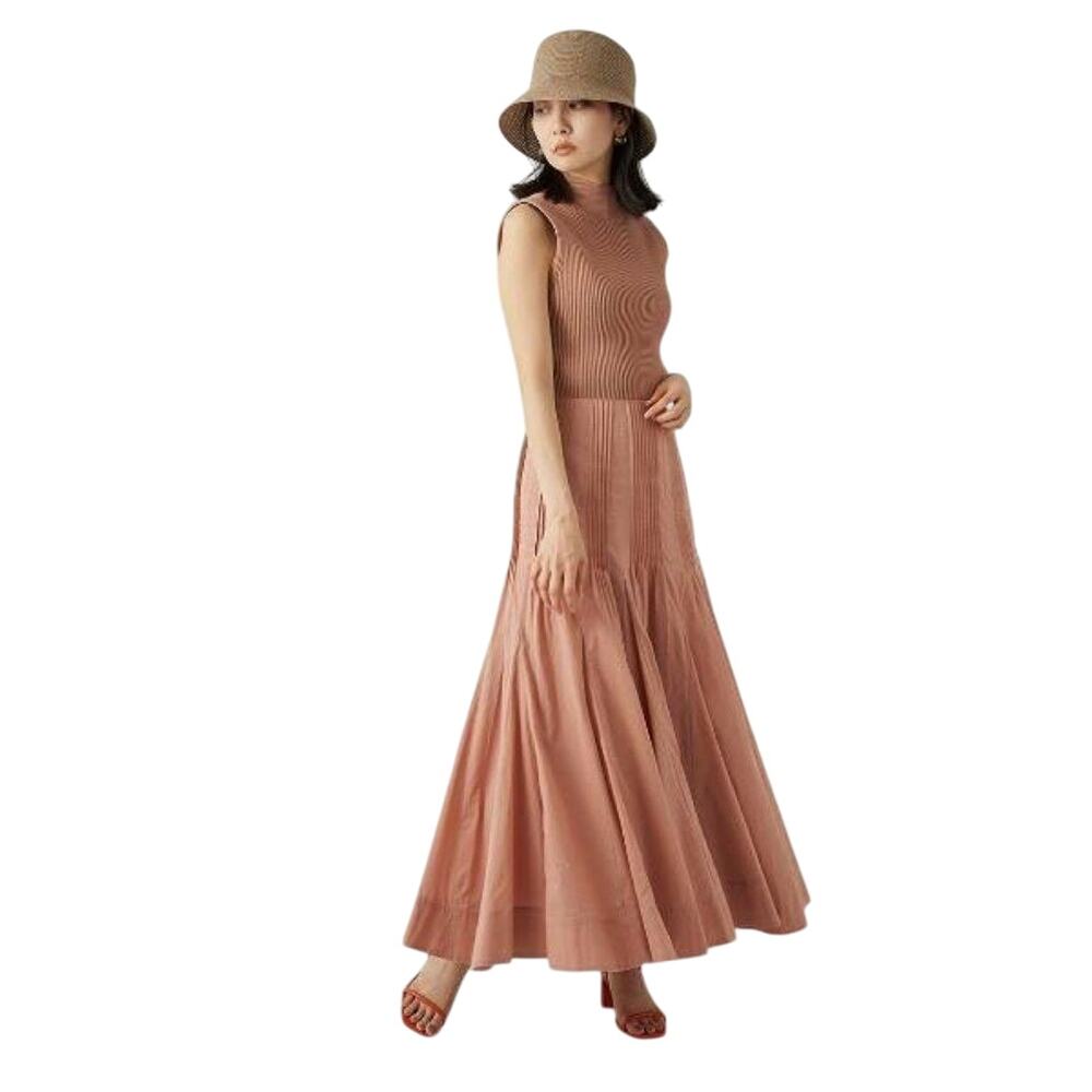 Snidel Midi Dress Sweater Pleated Stretch Cutout - Picture 11 of 11